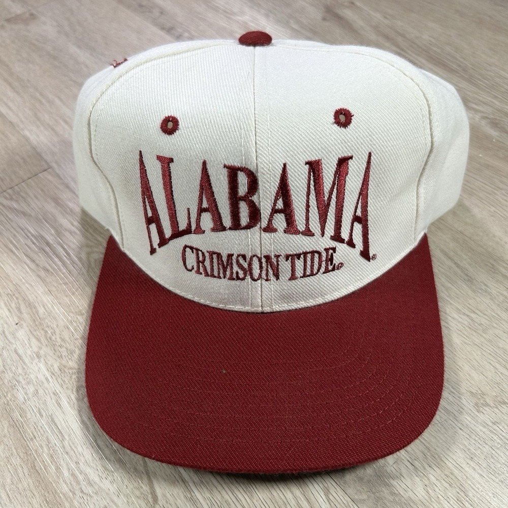 VTG Alabama Crimson Tide Snapback Hat College Headmaster White Red Wool Cap